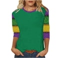 thumbnail image 1 of yievot Mardi Gras Shirts for Women Graphic Casual 3/4 Length Sleeve Crewneck Tee Tops Holiday, 1 of 4