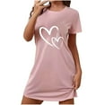 thumbnail image 1 of yievot Nightgowns for Women Valentine's Day Nightshirts Crew Neck Sleep Shirt Heart Print Loungewear Sleepwear, 1 of 4