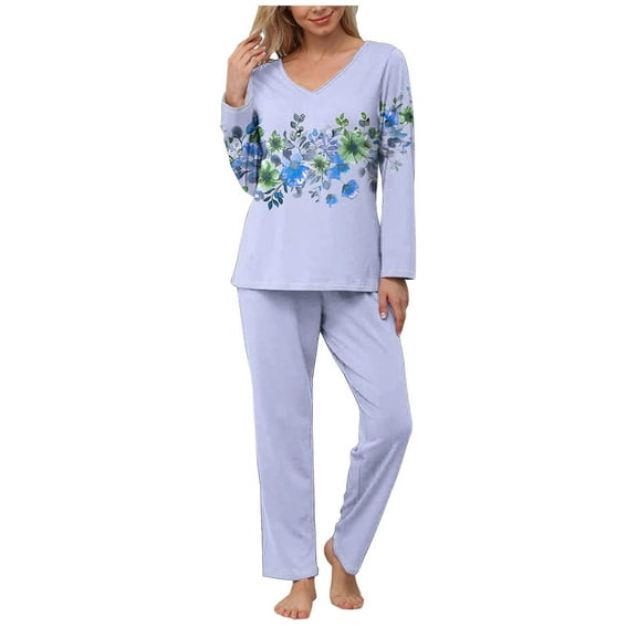 yievot Pajama Sets for Women Long Sleeve Tops and Pants Soft Comfy Lounge Set 2 Piece Outfits Sleepwear