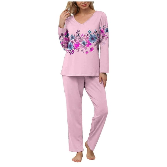yievot Pajama Sets for Women Long Sleeve Tops and Pants Soft Comfy Lounge Set 2 Piece Outfits Sleepwear