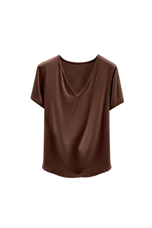 Pajama Tops for Women Soft Short Sleeve Tee Sleep Shirts V Neck T-Shirt Pjs Top Sleepwear