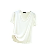yievot Pajama Tops for Women Soft Short Sleeve Tee Sleep Shirts V Neck T-Shirt Pjs Top Sleepwear