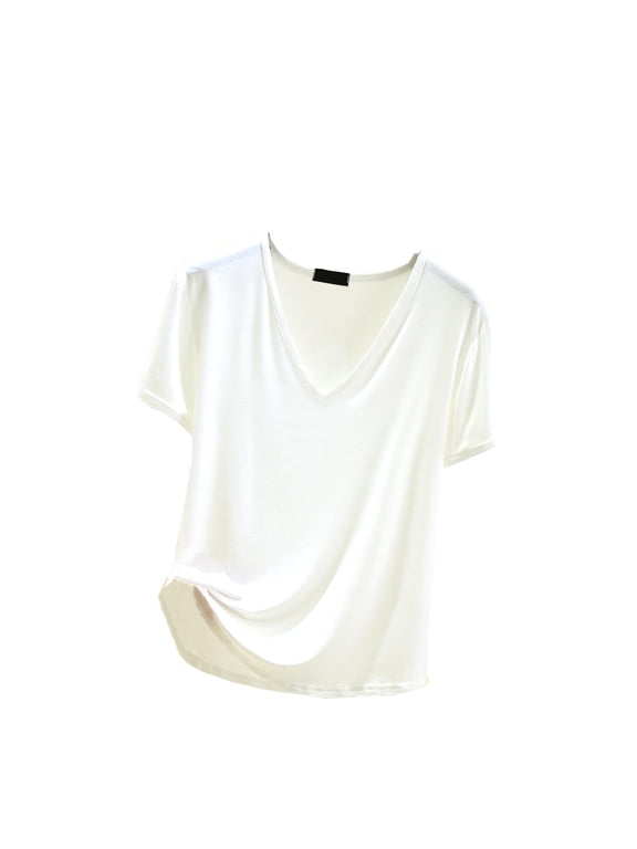 Pajama Tops for Women Soft Short Sleeve Tee Sleep Shirts V Neck T-Shirt Pjs Top Sleepwear