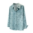 thumbnail image 1 of yievot Shirts for Women Heart Printed Long Sleeve Casual Button Down Blouse Top, 1 of 4