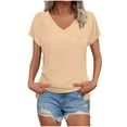 thumbnail image 1 of yievot Summer T Shirts for Women V Neck Basic Tops Short Sleeve Dressy Casual Loose Tees, 1 of 6