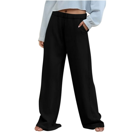 yievot Sweatpants for Women Elastic Waist Wide Leg Sweat Pants Open Bottom Fall Winter Lounge Pants with Pockets