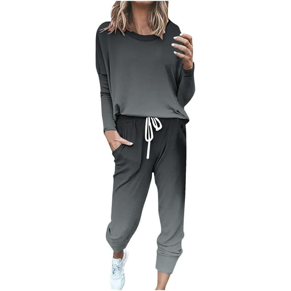 yievot Sweatsuit Sets for Women 2 Piece Lounge Set Loose Jogger Sets Fall Outfits Sets Solid Tracksuits with Pockets