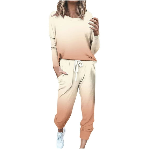 yievot Sweatsuit Sets for Women 2 Piece Lounge Set Loose Jogger Sets Fall Outfits Sets Solid Tracksuits with Pockets on Clearance