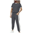 thumbnail image 1 of yievot Sweatsuits 2pc Sets Womens Short Sleeve Top and Jogger Pants Two Piece Fall Outfits Tracksuit with Pockets, 1 of 6