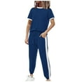 thumbnail image 1 of yievot Sweatsuits 2pc Sets Womens Short Sleeve Top and Jogger Pants Two Piece Fall Outfits Tracksuit with Pockets, 1 of 8