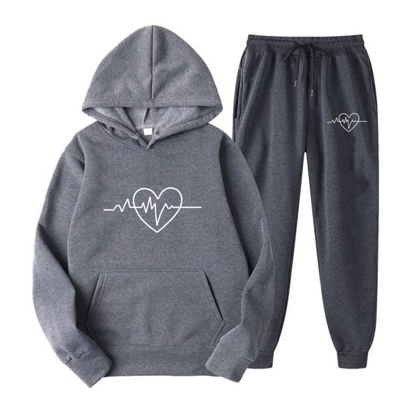 yievot Tracksuit for Women Hoodie 2 Piece Set Sweatsuit Valentines Day Printed Casual Sweatshirt and Sweatpant Jogging Outfit with Pockets