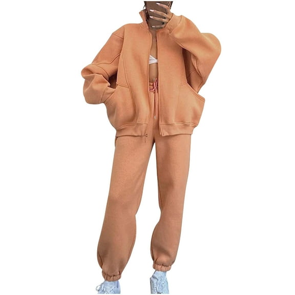 yievot Tracksuit for Women Oversized Sweatshirt 2 Piece Set Sweatsuit Casual Zipper Sweatshirt Sweatpant Jogger Lounge Set Fall Outfit