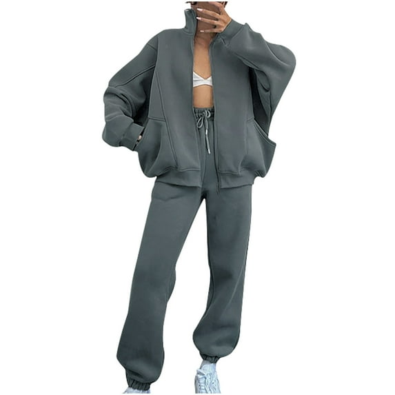 yievot Tracksuit for Women Oversized Sweatshirt 2 Piece Set Sweatsuit Casual Zipper Sweatshirt Sweatpant Jogger Lounge Set Fall Outfit