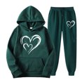 thumbnail image 1 of yievot Two Piece Outfits Women Valentines Day Printed Lounge Matching Sets Casual Jogger Sweatsuits Hoodie and Sweatpants Set, 1 of 4
