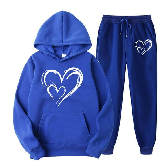 yievot Two Piece Outfits Women Valentines Day Printed Lounge Matching Sets Casual Jogger Sweatsuits Hoodie and Sweatpants Set
