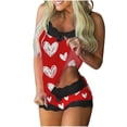 thumbnail image 1 of yievot Valentines Pajamas for Women Cami Pjs Valentine Day Sleepwear Heart Print Tops and Shorts Set Loungewear, 1 of 6