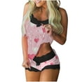 thumbnail image 1 of yievot Valentines Pajamas for Women Cami Pjs Valentine Day Sleepwear Heart Print Tops and Shorts Set Loungewear, 1 of 6