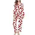 thumbnail image 1 of yievot Valentines Pjs Women Sleepwear Womens Heart Print Pajamas Set Valentines Day Gift Long Sleeve Button Down Nightwear Loungewear, 1 of 6