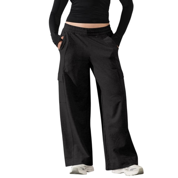 yievot Wide Leg Cargo Sweatpants for Women, Loose Fit Open Bottom Lounge Womens Sweatpants with Pockets