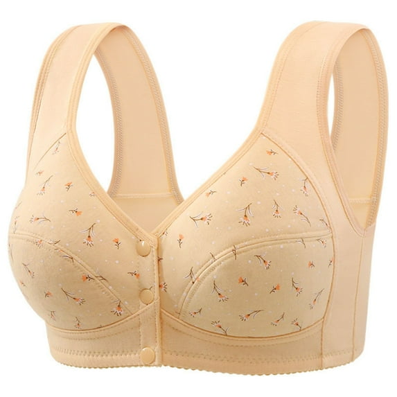 yievot Wirefree Bras for Women Comfortable Daisy Bras for Seniors Front Closure Full Coverage Everyday Comfort Wireless Bras