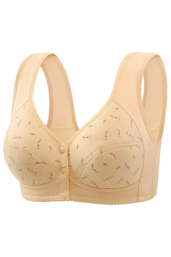Wirefree Bras for Women Comfortable Daisy Bras for Seniors Front Closure Full Coverage Everyday Comfort Wireless Bras