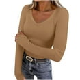 thumbnail image 1 of yievot Women Long Sleeve Shirts Rib Knit Slim Fit Tops Basic Tee Casual T-Shirt, 1 of 8