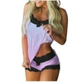 thumbnail image 1 of yievot Women Pajama Set Lace Trim Short PJ Set V Neck Sleeveless Sleepwear Elastic Waist Nightwear S-XXL, 1 of 5