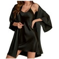 thumbnail image 1 of yievot Women Pajamas Sets 2 Piece Sleeveless Nightgown Sleepwear Full Slip Nightshirts with Sleep Coat Silk Lounge Sleep Dress, 1 of 8