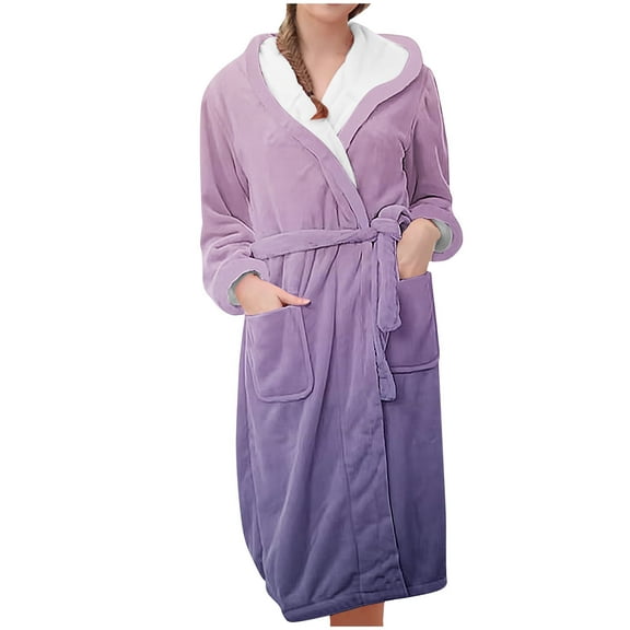 yievot Women Robe Fleece Plush Soft Fuzzy Cozy Warm Lightweight Bathrobe House Long Robe for Women
