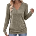 thumbnail image 1 of yievot Women Tops Long Sleeve Shirts V Neck Soft Casual Solid Color T-Shirts Fall Clothing, 1 of 7