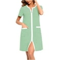 thumbnail image 1 of yievot Women Zipper Robes Soft Short Bathrobe Lightweight House Coat with Pockets Nightgown, 1 of 5
