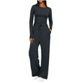 thumbnail image 1 of yievot Women's 2 Piece Outfits Lounge Sets Ruched Long Sleeve Tops and Wide Leg Pants Tracksuit Sets, 1 of 8