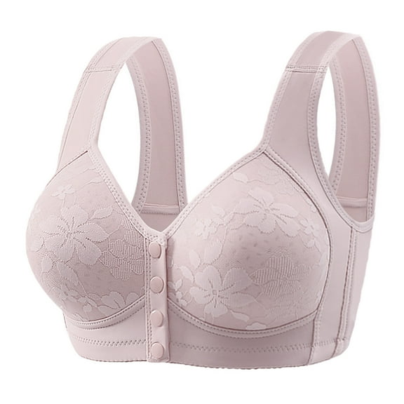 yievot Women's Front Button Closure Bra Comfort Full Coverage Bra Senior Front-Closing Wirefree Bra Everyday Wireless Bras