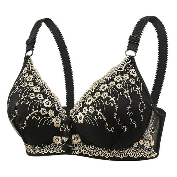 yievot Women's Front Button Closure Bra Comfort Full Coverage Bra Senior Front-Closing Wirefree Bra Everyday Wireless Bras