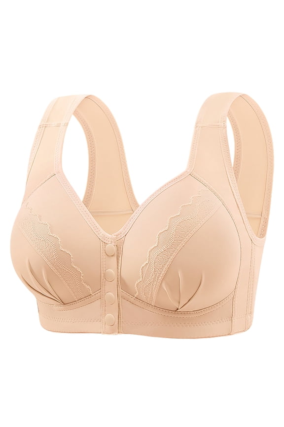 Women's Front Closure Full Coverage Bras Comfort Wireless Front Close Bra for Seniors Push up Bras with Back Support Sleeping Everyday Bras