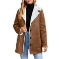 thumbnail image 1 of yievot Women's Lapel Sherpa Fleece Lined Jacket Winter Button Down Warm Coat Outerwear S-2XL, 1 of 7