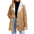 thumbnail image 1 of yievot Women's Lapel Sherpa Fleece Lined Jacket Winter Button Down Warm Coat Outerwear S-2XL, 1 of 7