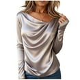 thumbnail image 1 of yievot Women's Long Sleeve Dressy Blouses Satin Silk Shirts Casual Loose Tunic Tops, 1 of 4