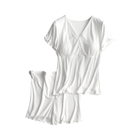 yievot Women's Maternity Nursing Pajama Set Breastfeeding Sleepwear Set Short Sleeve Top & Shorts Pregnancy PJS