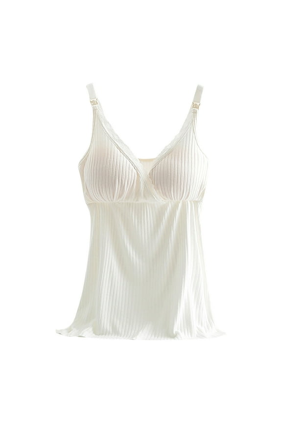 Women's Maternity Nursing Tank Tops with Built-in Bra Comfortable Stretch Camisole for Breastfeeding
