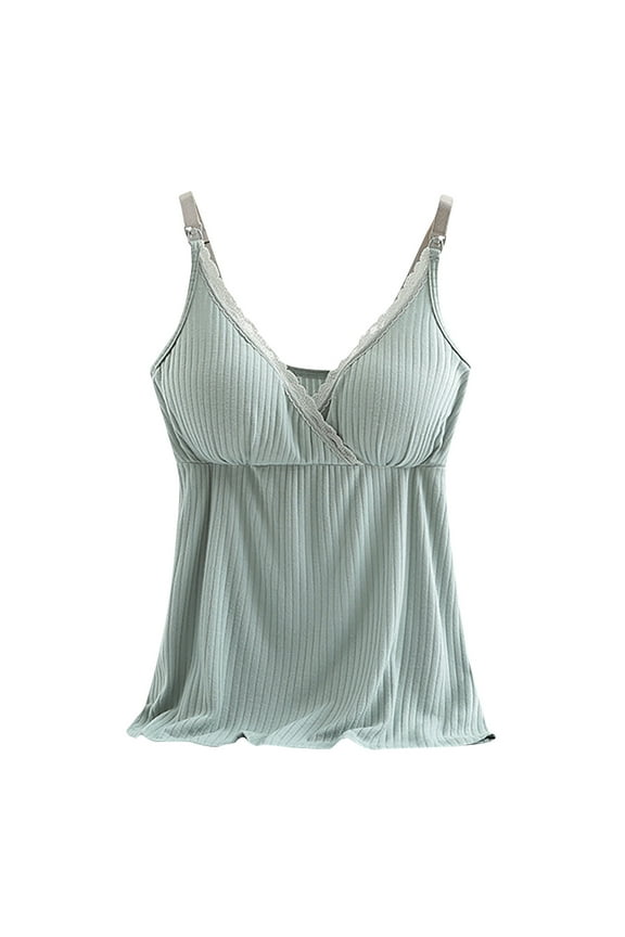 Women's Maternity Nursing Tank Tops with Built-in Bra Comfortable Stretch Camisole for Breastfeeding