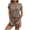 thumbnail image 1 of yievot Women's Pajamas Set Summer Loungewear Ribbed Knit Top and Shorts 2 Piece Sleepwear Lounge Sets, 1 of 6