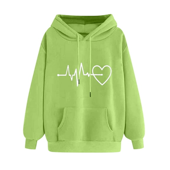 yievot Women's Pullover Hoodie Valentines Day Heart Printed, Long Sleeve Hooded Sweatshirts for Juniors, Gift Hoodies Tops for Ladies