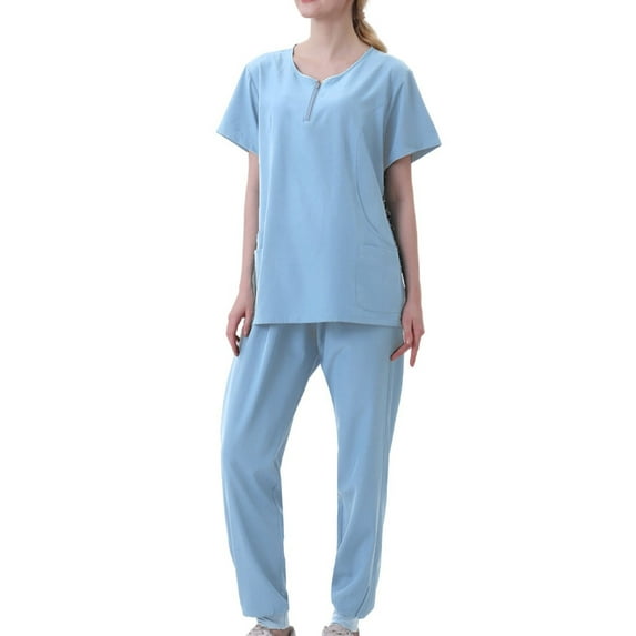yievot Women's Scrub Set Classic V-Neck Top and Jogger Pants Nursing Uniform Scrubs for Women Set with Pockets