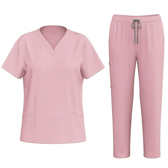 yievot Women's Scrub Set Classic V-Neck Top and Jogger Pants Nursing Uniform Scrubs for Women Set