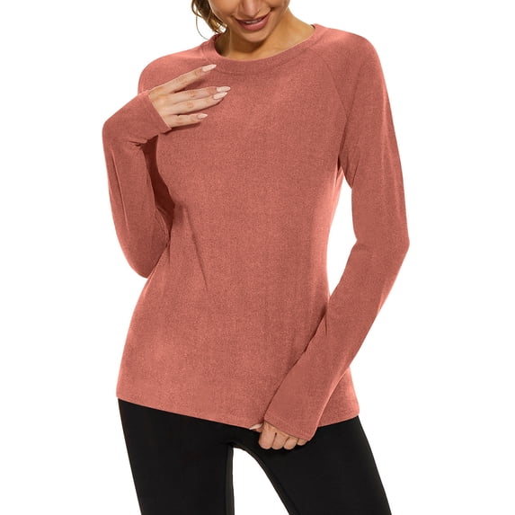 yievot Women's Thermal Shirts Long Sleeve Crew Neck Tops Fall Soft Warm Basic Lightweight Pullover