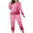 thumbnail image 1 of yievot Women's Valentines Pajama Sets Plus Size Long Sleeve Pjs Heart Printed Sleepwear Loungewear, 1 of 7