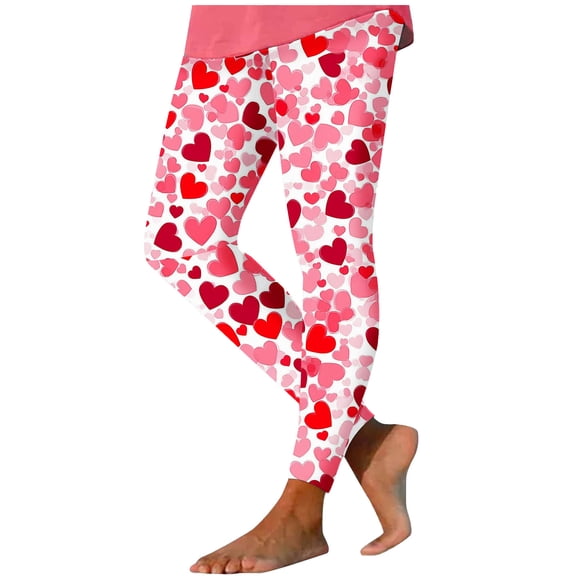 yievot Women's Workout Leggings Valentines Day Heart Printed High-Waist Stretch Running Yoga Pants