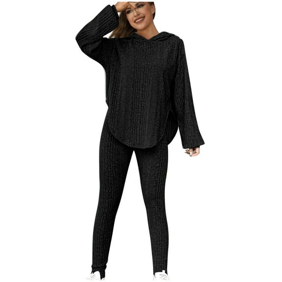 yievot Womens 2 Piece Outfits Oversized Lounge Sets Sweaters Cozy Knit Long Sleeve Pullover