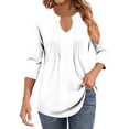 thumbnail image 1 of yievot Womens 3/4 Sleeve Tops Business Casual Blouses V Neck Pleated Shirts Trendy Tunic Tops Dressy Fall Fashion Clothes, 1 of 4